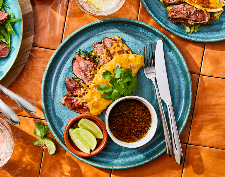 Tacos gratinés et faux-filet